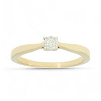 Diamond Solitaire Miracle Set Engagement Ring 0.05ct Round Brilliant Cut in 9ct Yellow Gold