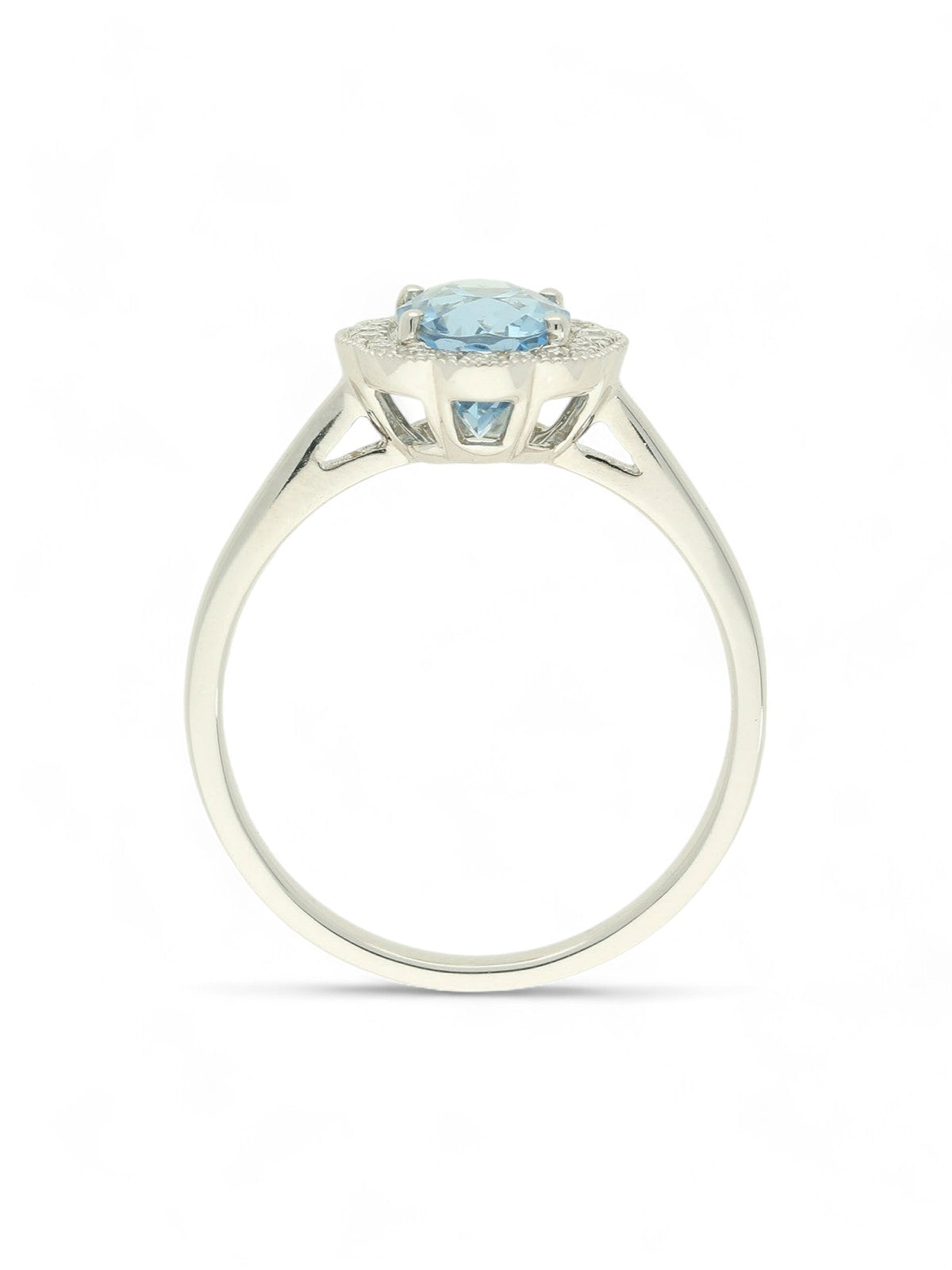 Aquamarine & Diamond Cluster Ring in 18ct White Gold