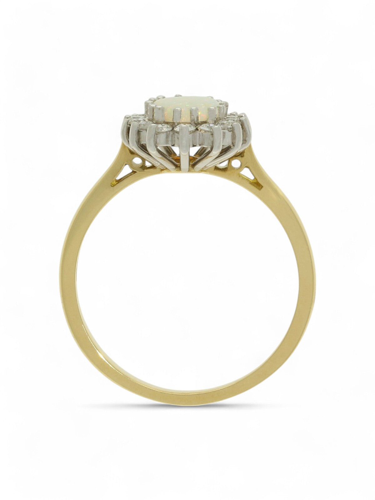 Opal & Diamond Cluster Ring in 18ct Yellow & White Gold