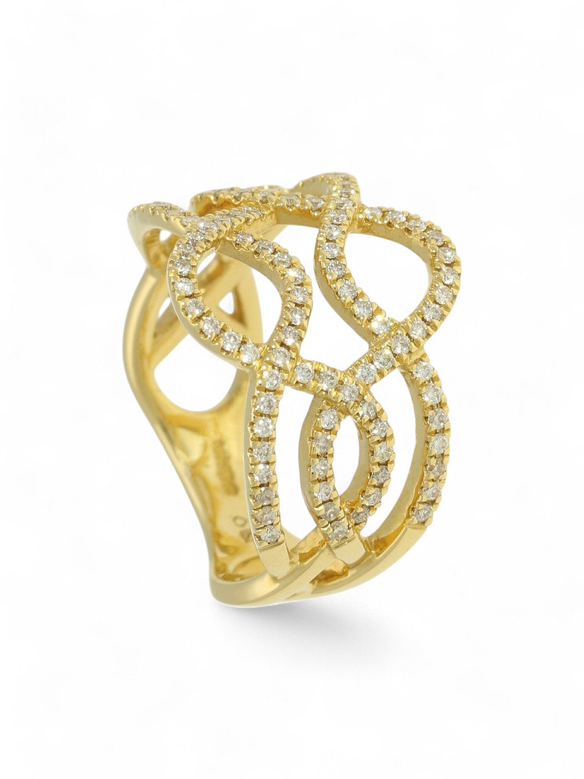 Diamond Crossover Ring Round Brilliant Cut in 18ct Yellow Gold