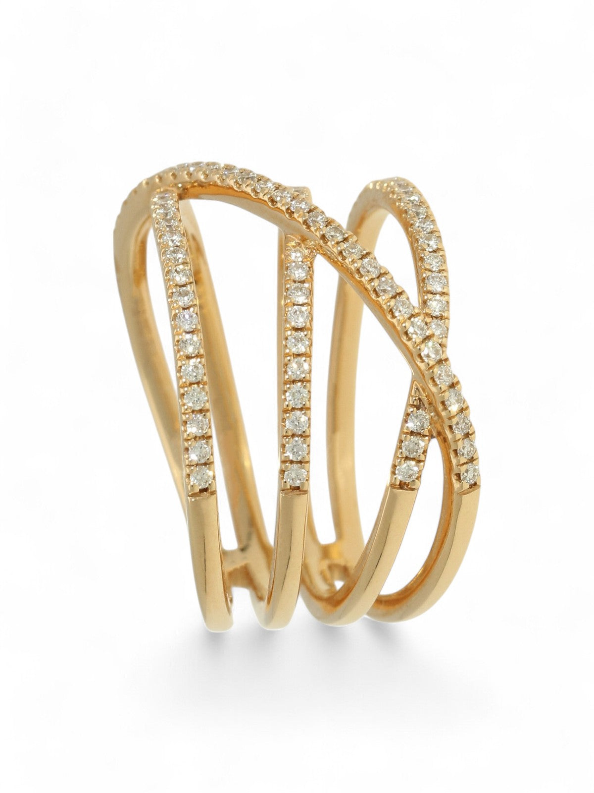 Diamond Crossover Ring Round Brilliant Cut in 18ct Rose Gold