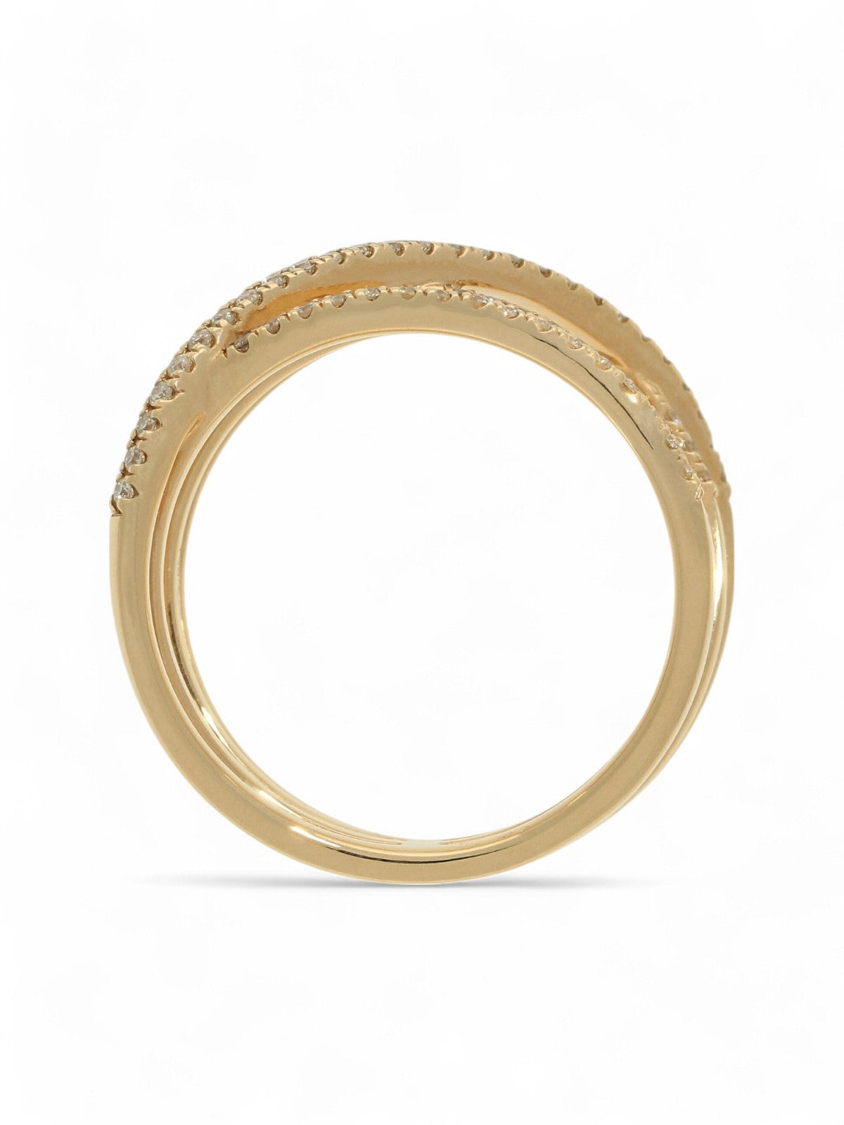 Diamond Crossover Ring Round Brilliant Cut in 18ct Rose Gold