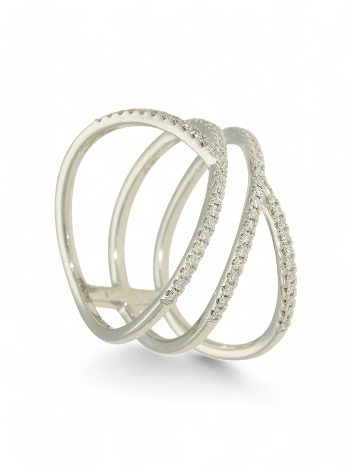 Diamond Crossover Ring Round Brilliant Cut in 18ct White Gold