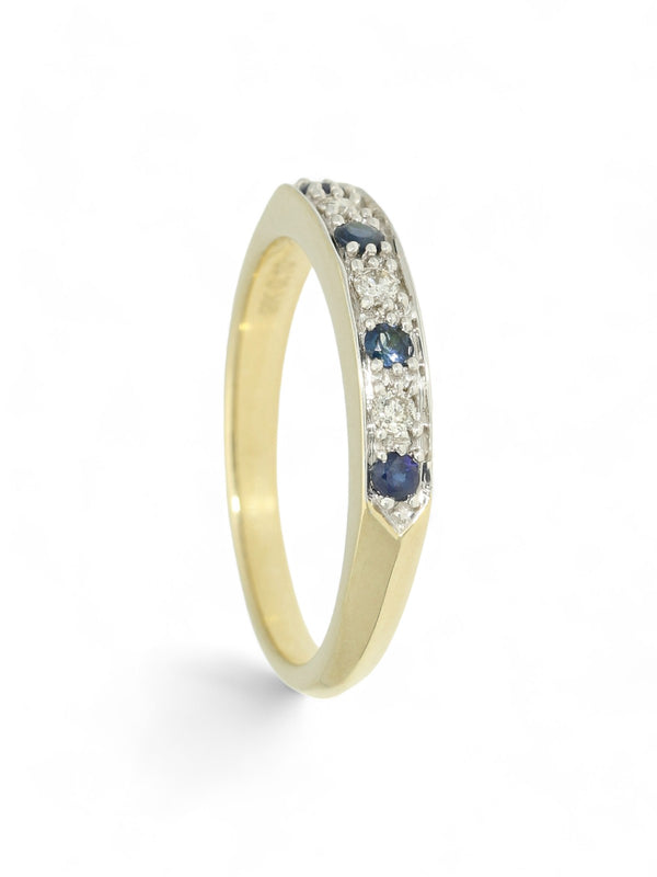 Sapphire & Diamond Half Eternity Ring in 9ct Yellow Gold
