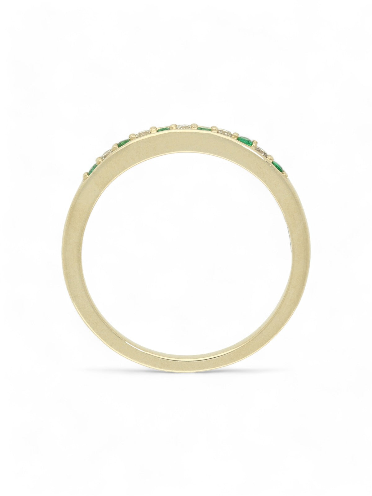 Emerald & Diamond Half Eternity Ring in 9ct Yellow Gold