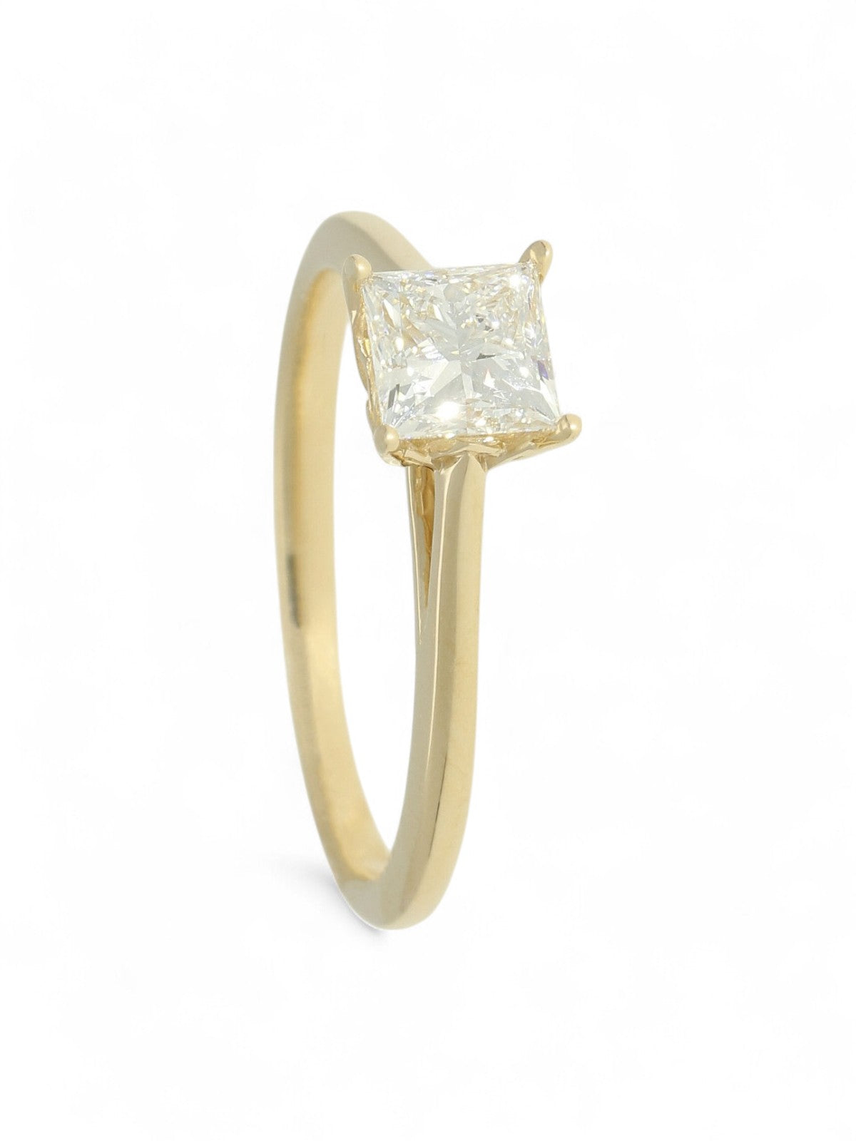 Lab Grown Diamond Solitaire Ring 0.70ct Princess Cut in 9ct Yellow Gold