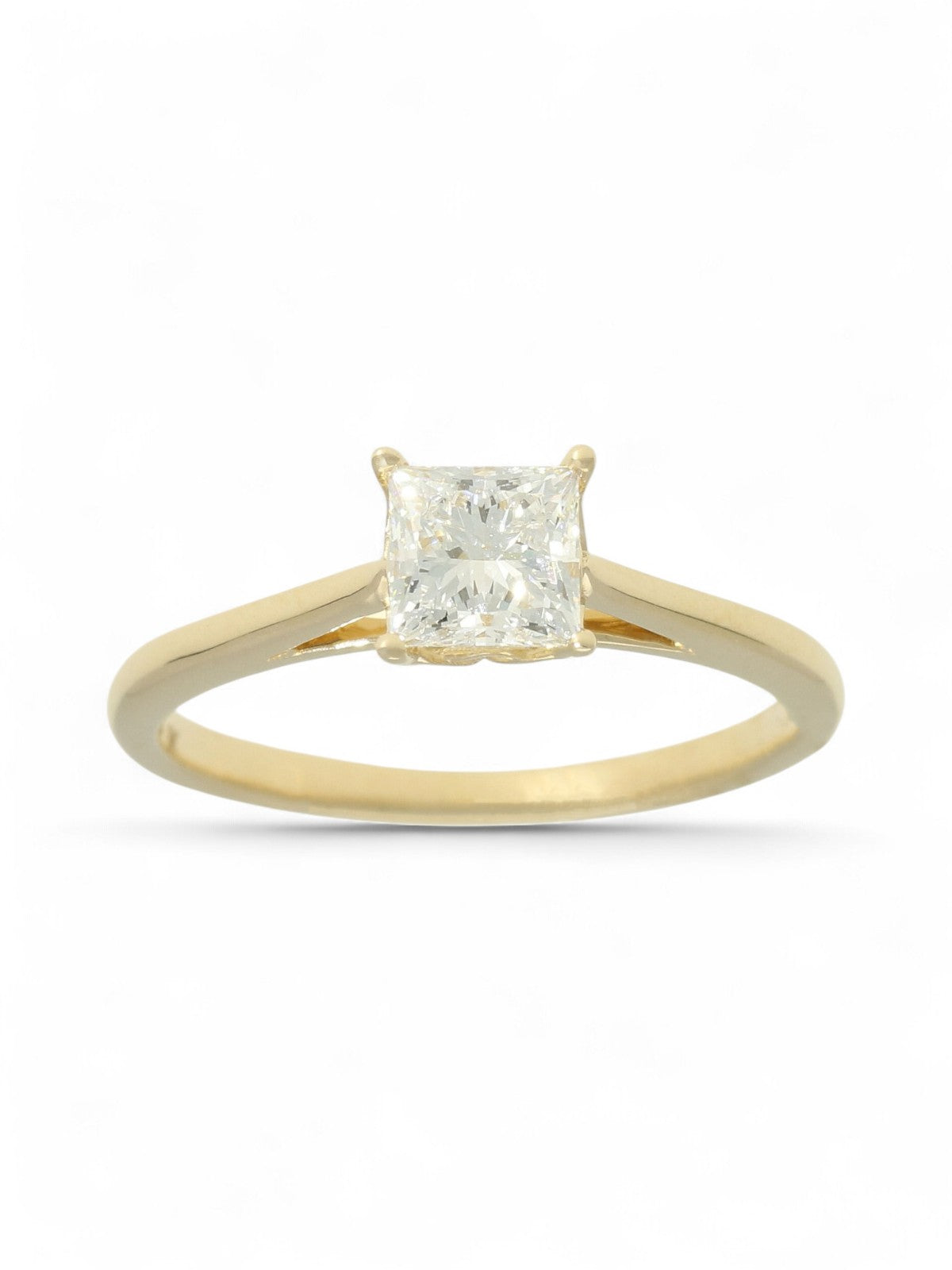 Lab Grown Diamond Solitaire Ring 0.70ct Princess Cut in 9ct Yellow Gold