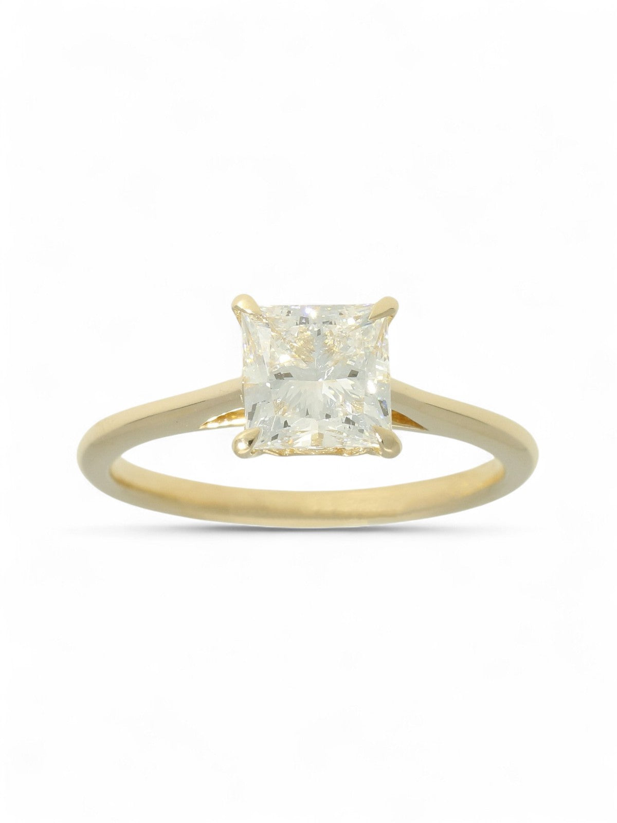 Lab Grown Diamond Solitaire Ring 1.50ct Princess Cut in 9ct Yellow Gold