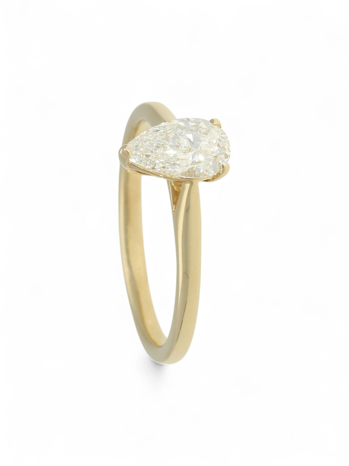 Lab Grown Diamond Solitaire Ring 0.70ct Pear Cut in 9ct Yellow Gold