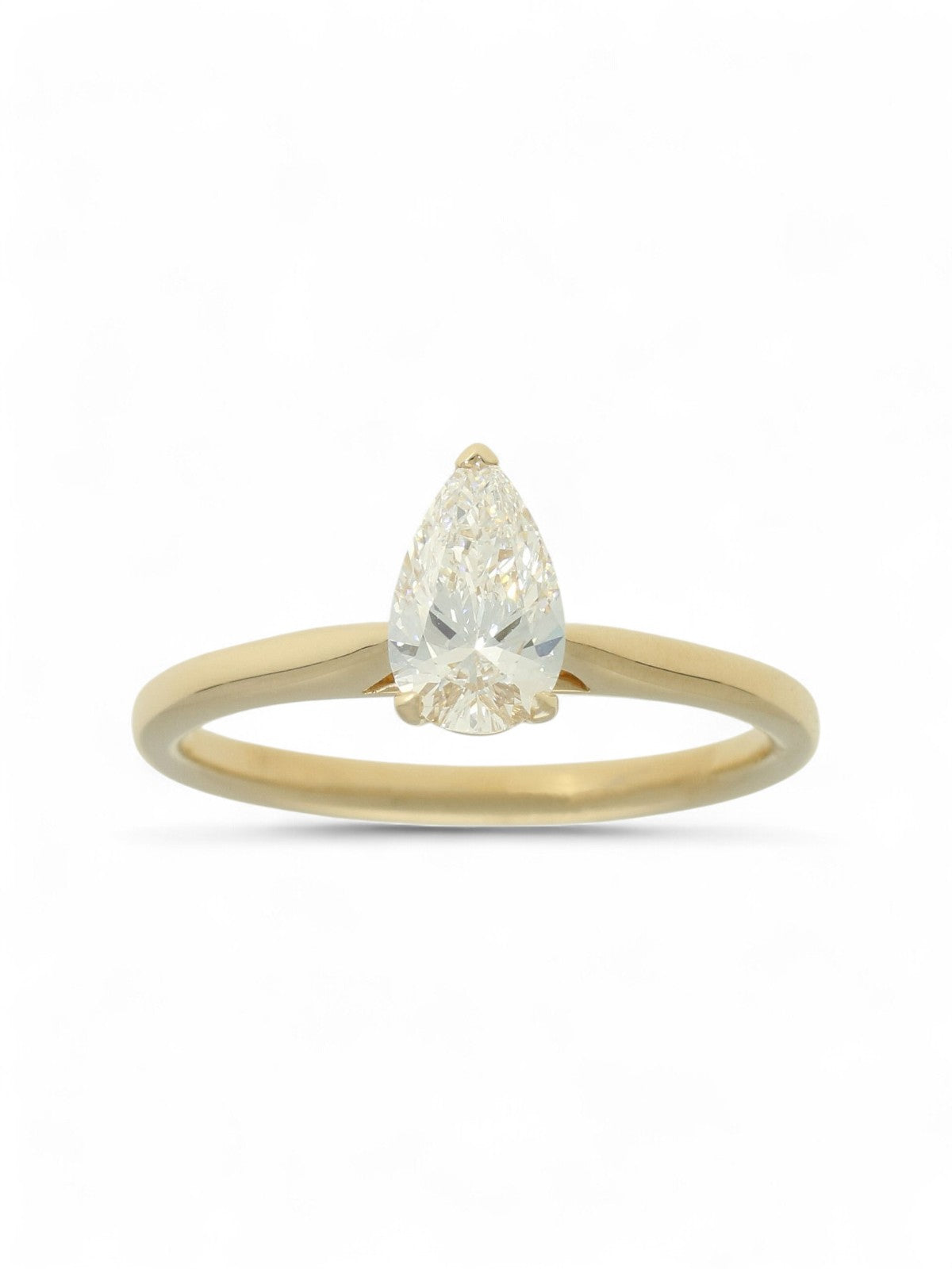 Lab Grown Diamond Solitaire Ring 0.70ct Pear Cut in 9ct Yellow Gold