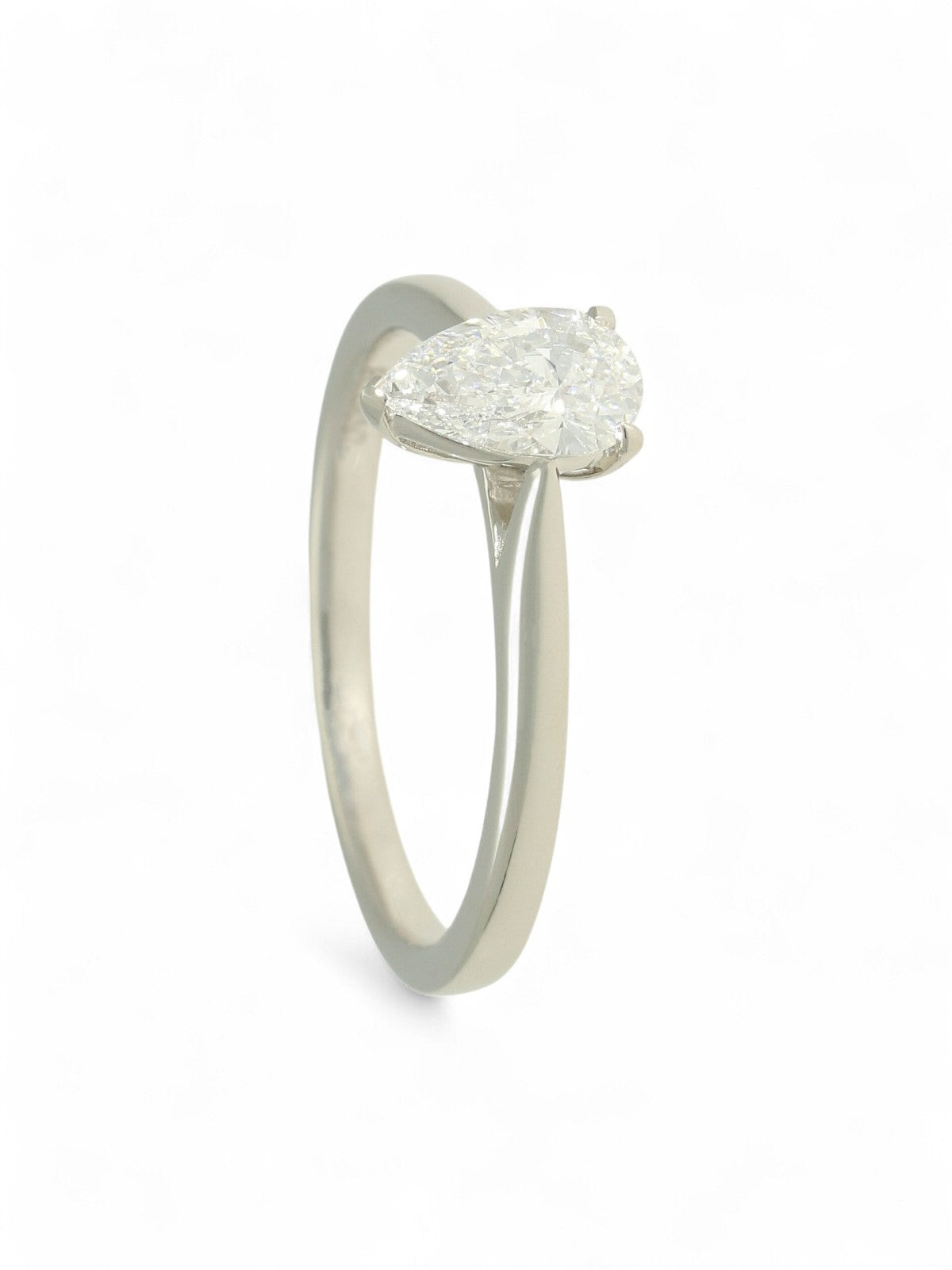 Lab Grown Diamond Solitaire Ring 0.50ct Pear Cut in Platinum