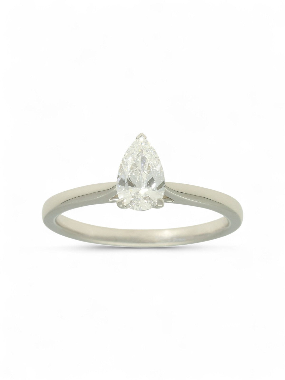 Lab Grown Diamond Solitaire Ring 0.50ct Pear Cut in Platinum