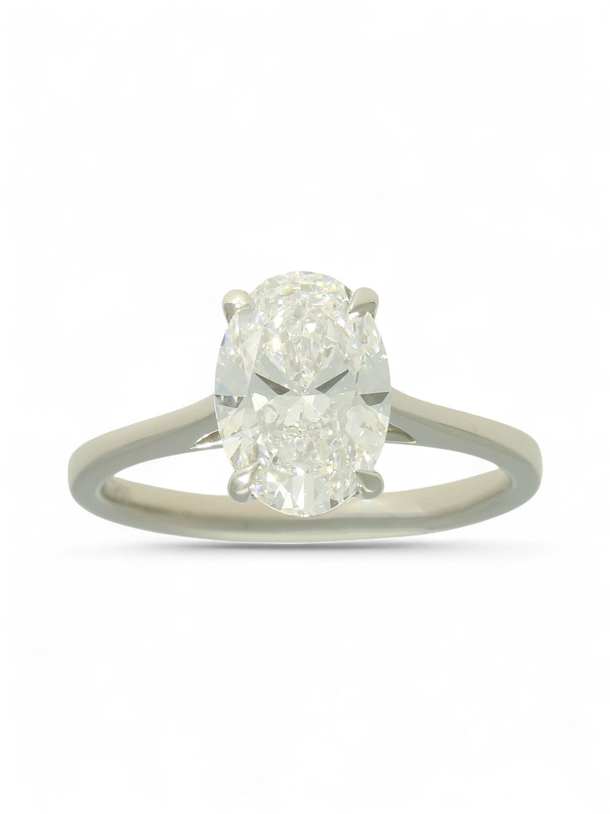 Lab Grown Diamond Solitaire Ring 2.00ct Oval Cut in Platinum
