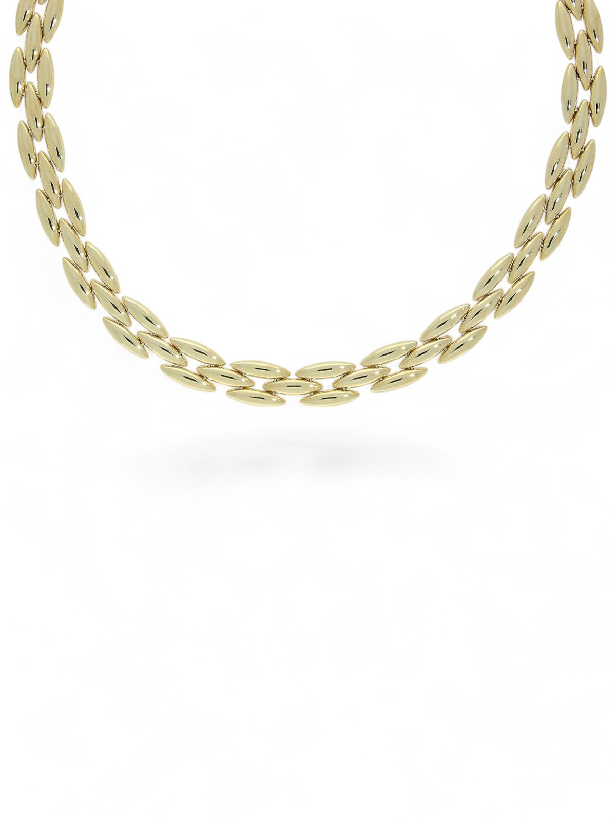 Three Row Marquise Shaped Link Necklace in 9ct Yellow Gold