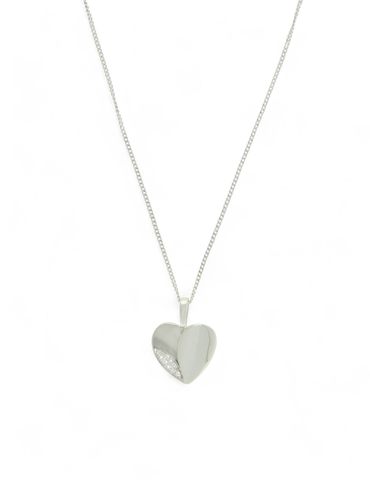 Diamond Set Heart Pendant Necklace in 9ct White Gold