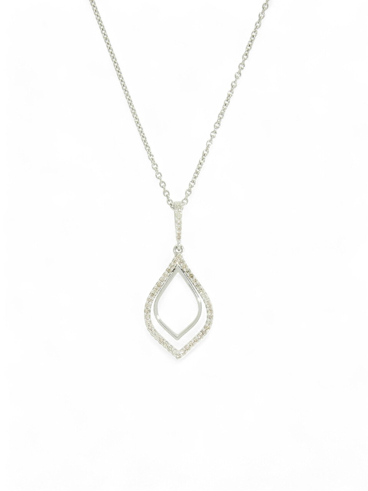 Diamond Double Teardrop Halo Pendant in 9ct White Gold