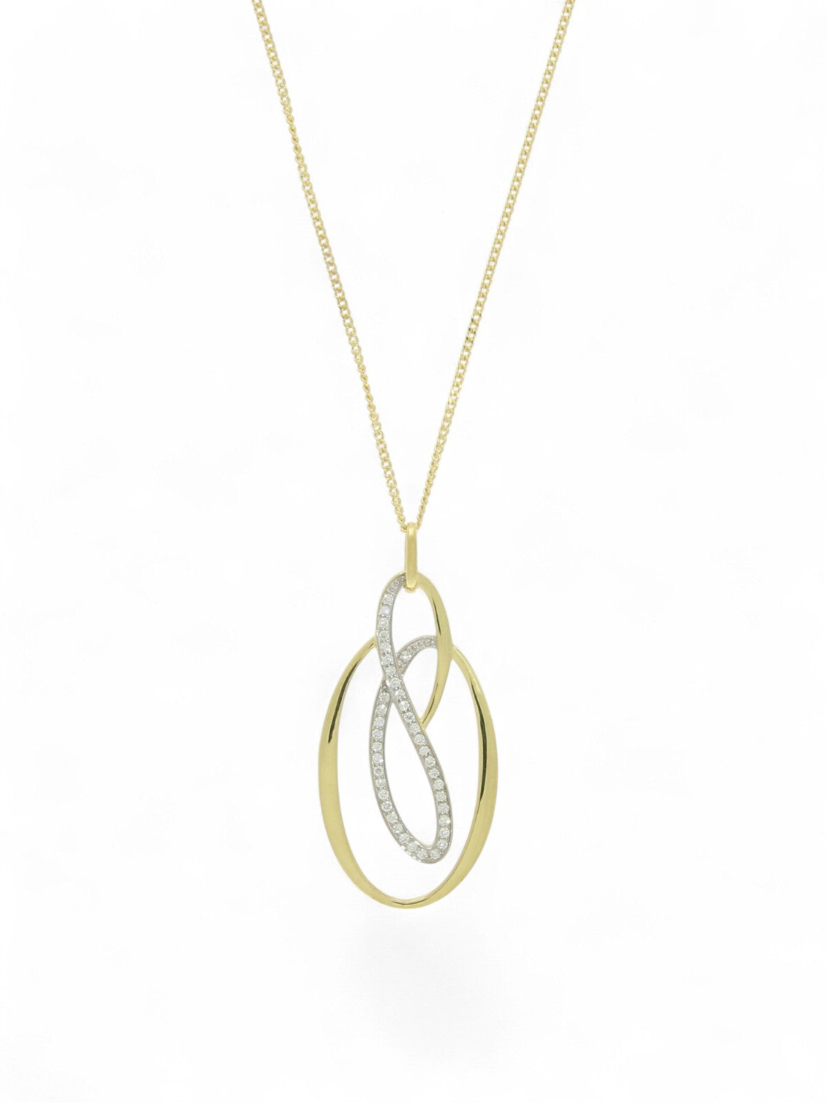 Diamond Figure of 8 Oval Pendant in 9ct Yellow Gold