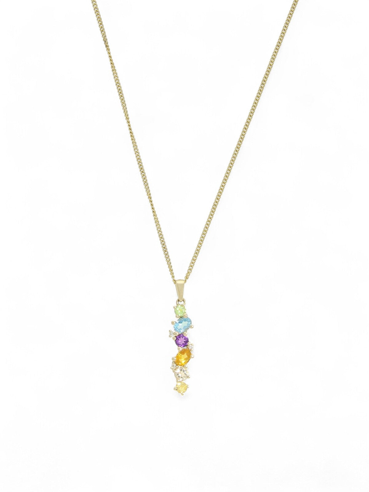 Multi Gemstone & Diamond Pendant in 9ct Yellow Gold