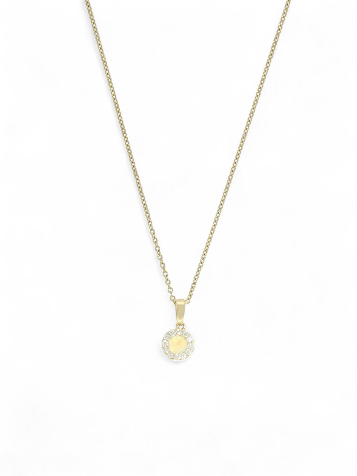Opal & Diamond Cluster Pendant in 9ct Yellow Gold