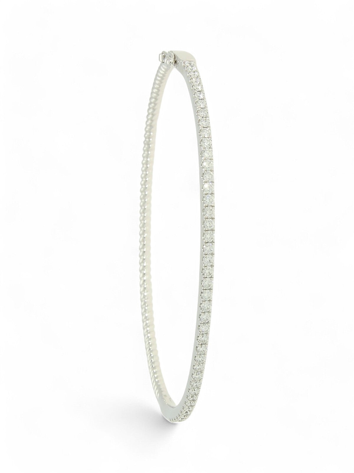 Half Diamond Set Half Twist Hinged Bangle 1.00ct in 18ct White Gold