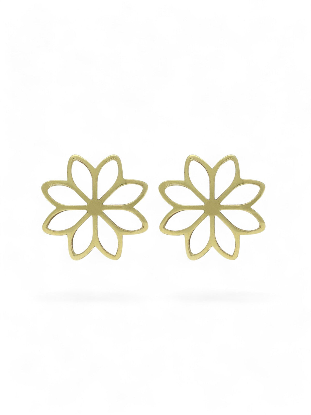 Open Flower Stud Earrings 11mm in 9ct Yellow Gold