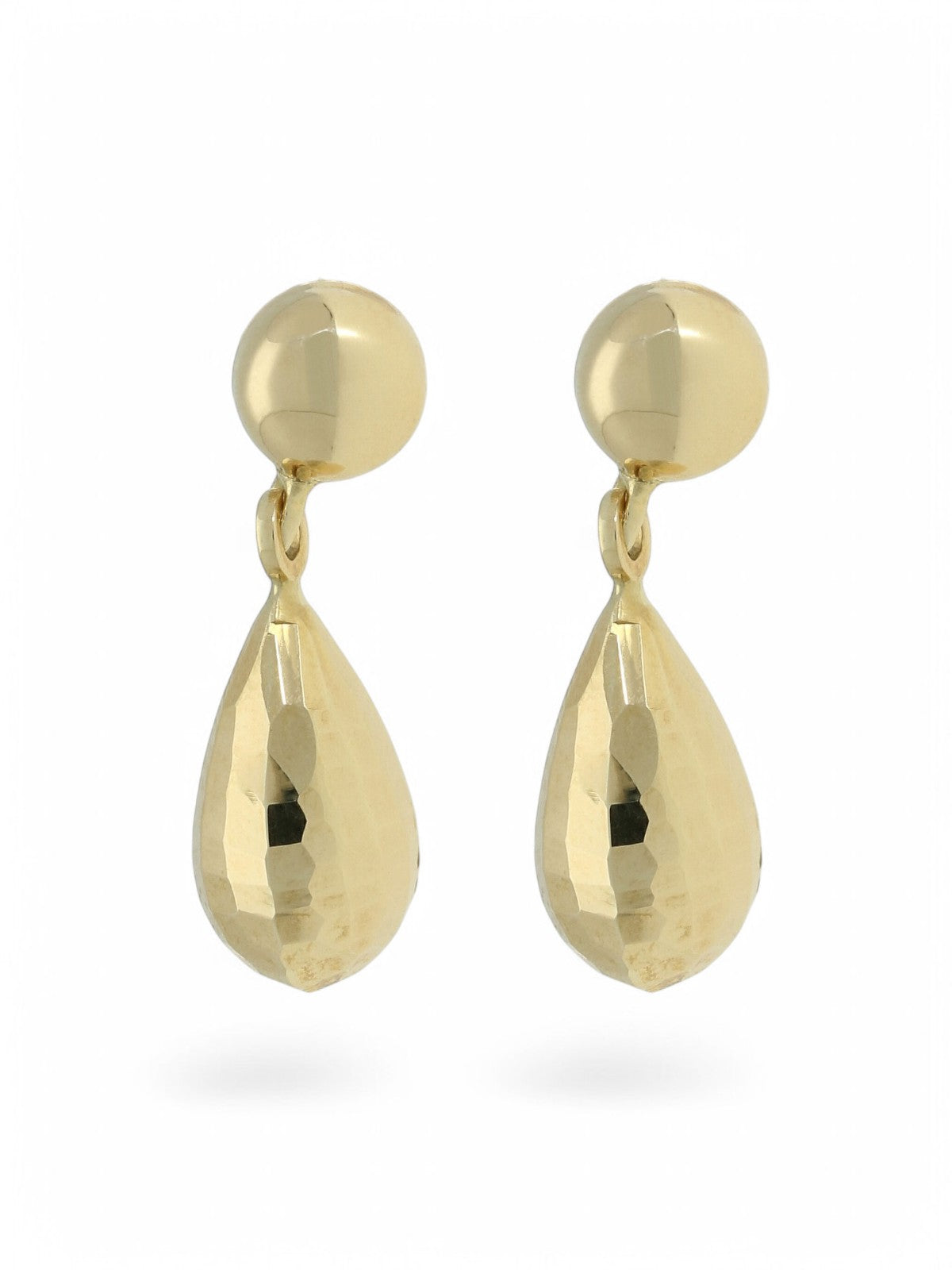Patterned Pear Drop Earrings in 9ct Yellow Gold