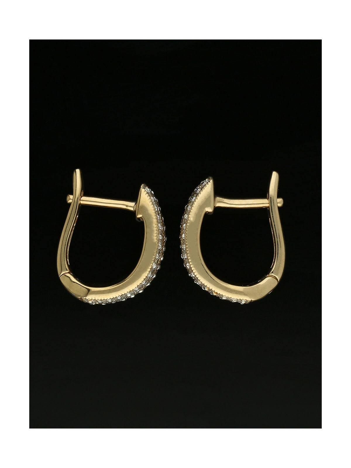Diamond Double Row Huggie Hoop Earrings in 9ct Yellow Gold