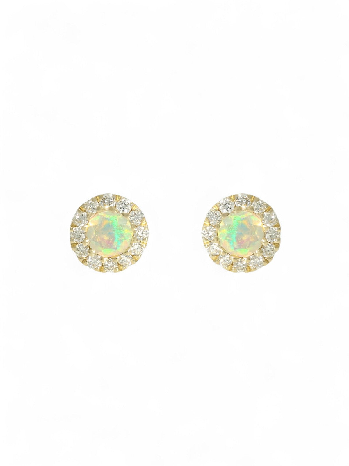Opal & Diamond Cluster Earrings in 9ct Yellow Gold