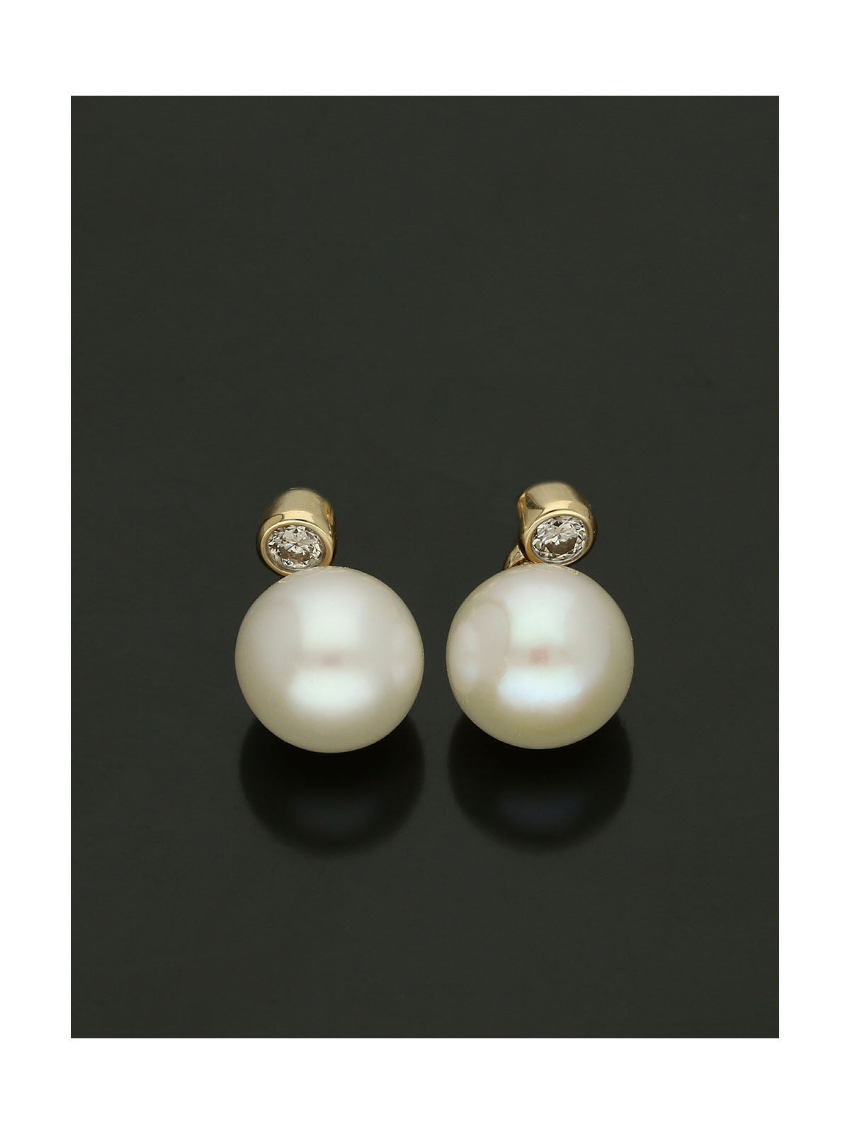 Pearl & Diamond Drop Earrings in 9ct Yellow Gold