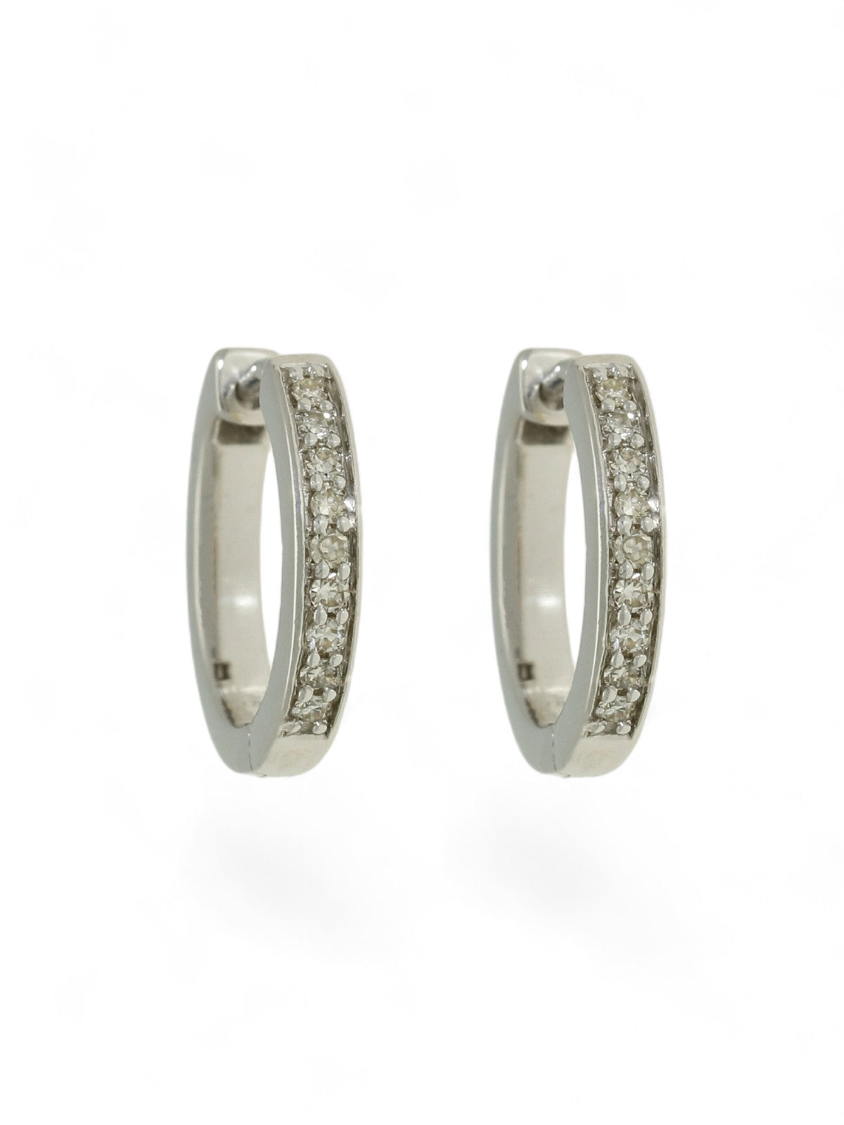 Diamond Channel Set Huggie Hoop Earrings in 9ct White Gold