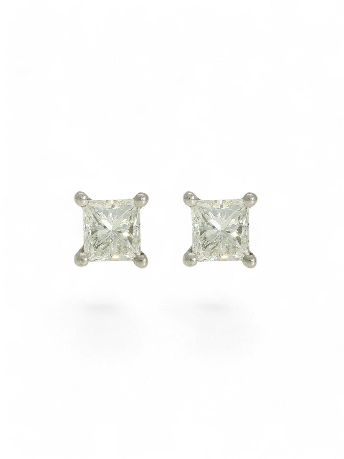 SALE Diamond Solitaire Stud Earrings "The Grace Collection" 1.00ct Princess Cut in 18ct White Gold
