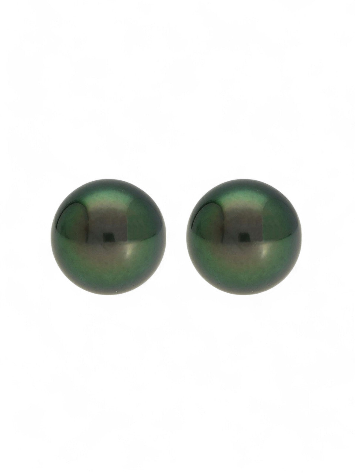 Black Cultured Pearl Stud Earrings 8.5mm in 9ct Yellow Gold