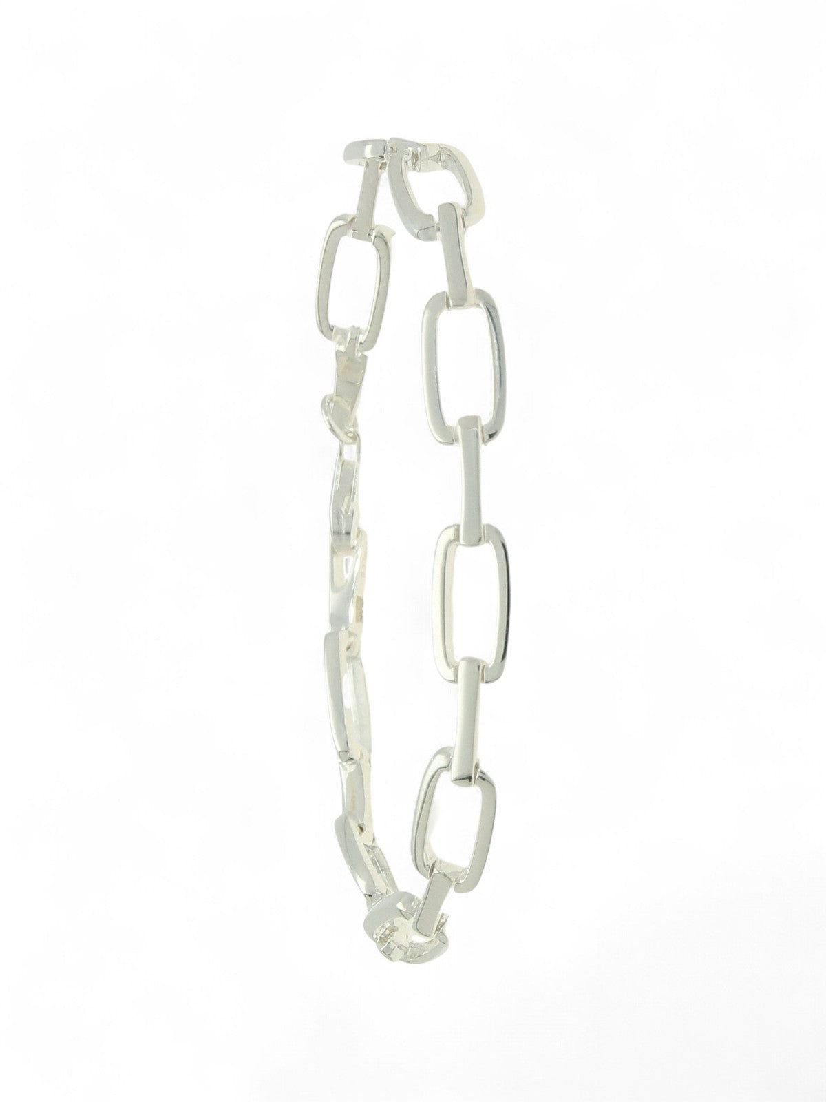 Silver Rectangle & Bar Link Bracelet