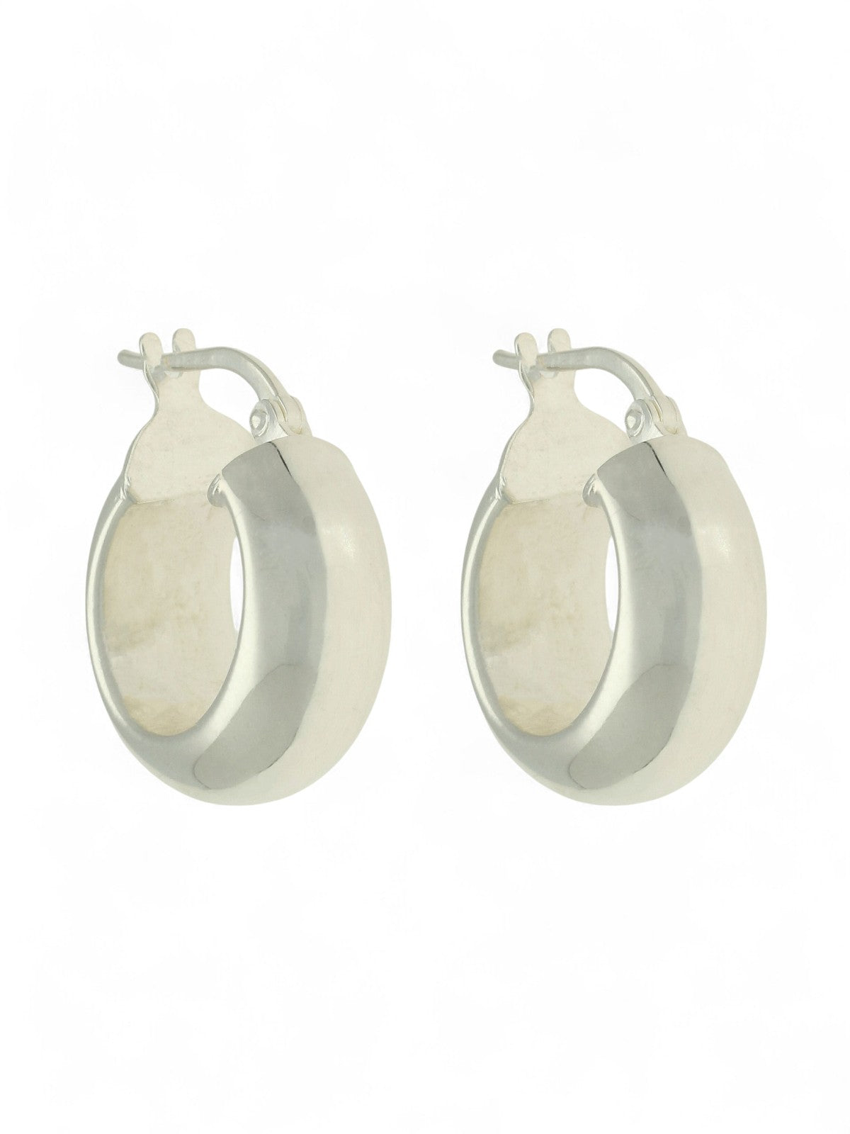 Silver Round D-Shape Hoop Earrings