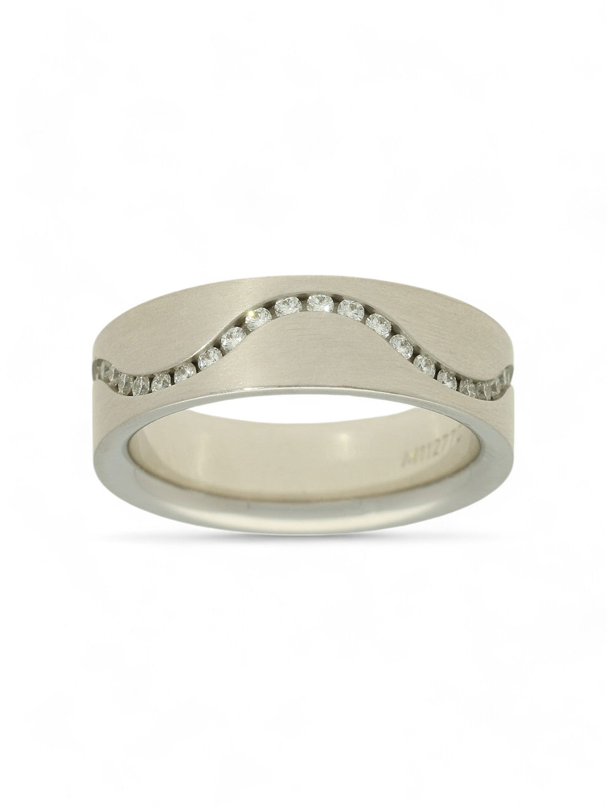 Pre Owned Diamond Set Wave Ring in 18ct White Gold