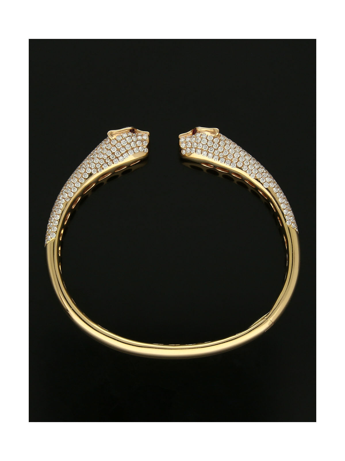 Pre Owned Diamond Set Leopard Hinged Torque Bangle in 18ct Yellow Gold