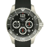Pre Owned Longines Hydro Conquest Steel Automatic 43mm Watch on Black Rubber Strap
