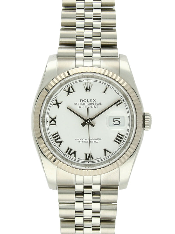 Pre Owned Rolex Datejust Steel & 18ct White Gold Automatic 36mm Watch on Jubilee Bracelet