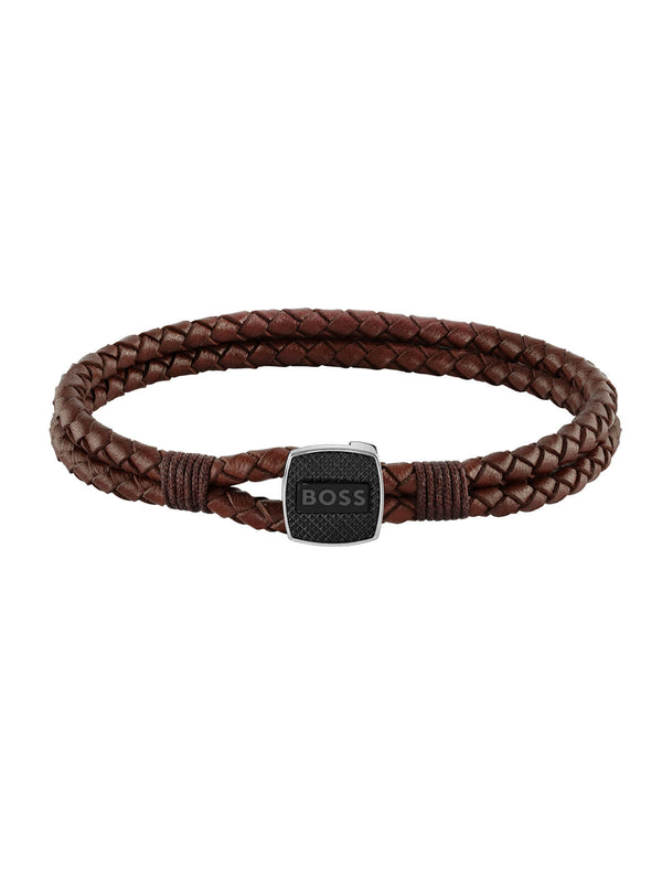 BOSS Seal Brown Leather Bracelet 1580048M