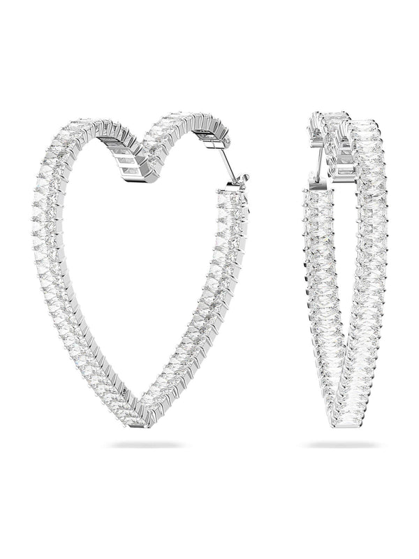 Swarovski Matrix Heart White Crystal Hoop Earrings 5647591