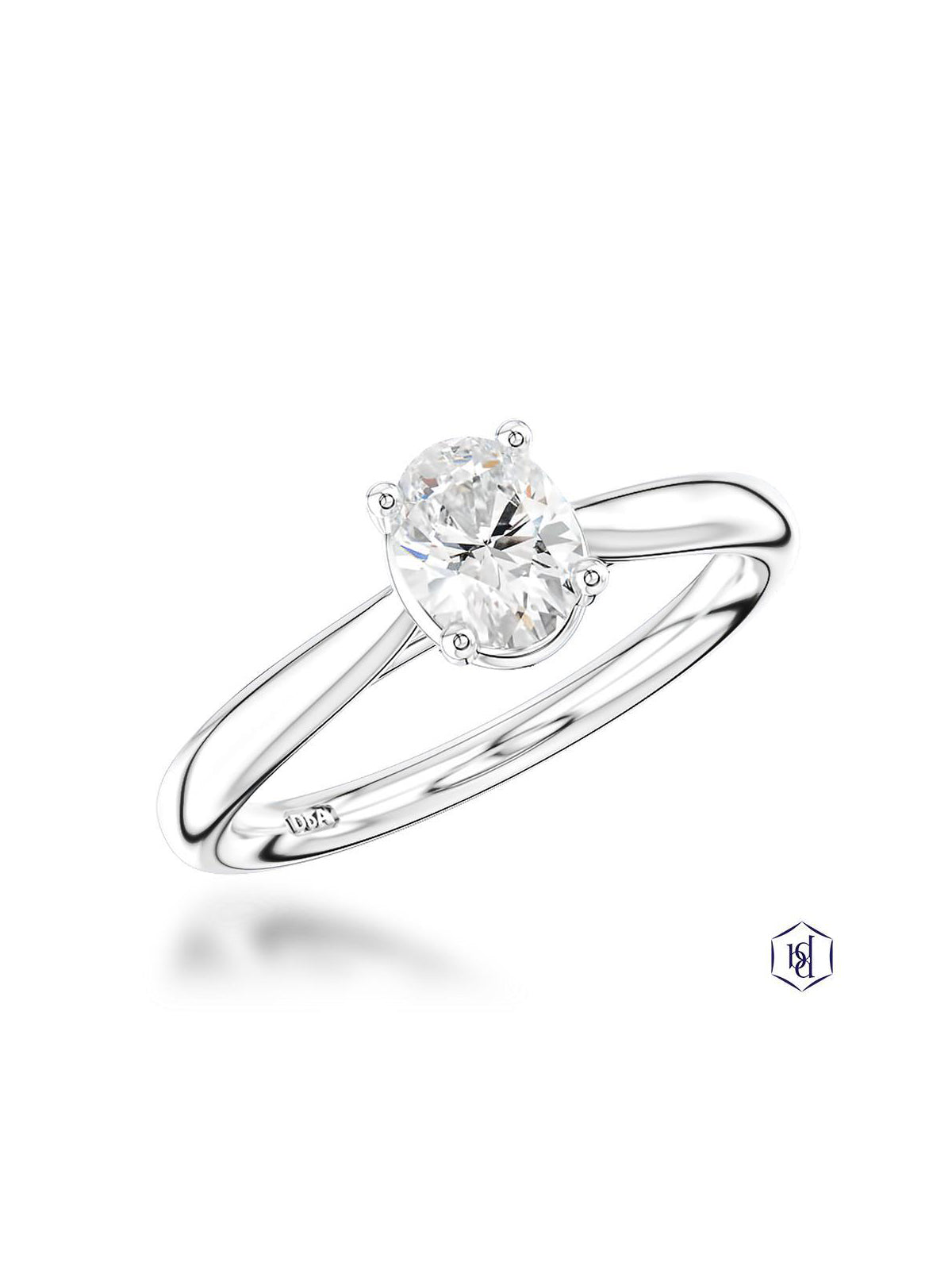Classic Oval Diamond Solitaire Ring in Platinum