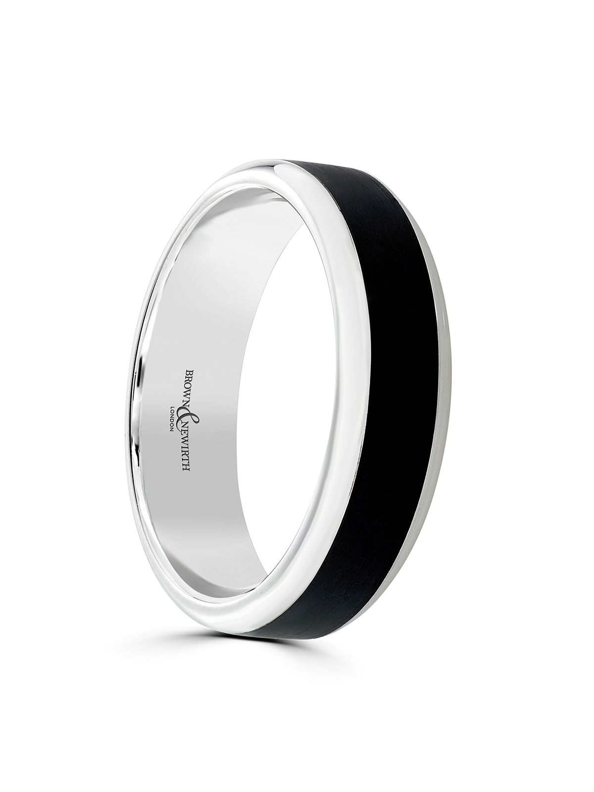 5mm 9ct White Gold & Black Ceramic Wedding Ring
