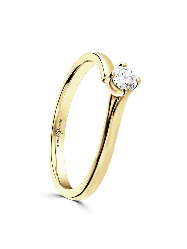 Brown & Newirth Evoke 0.15ct Brilliant Cut Solitaire Engagement Ring in 9ct Yellow Gold