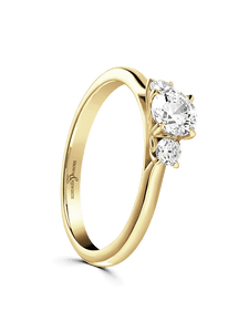 Brown & Newirth Lotus 0.66ct Brilliant Cut Certificated Diamond Three Stone Engagement Ring in 18ct Yellow Gold