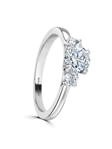 Brown & Newirth Lotus 0.90ct Brilliant Cut Certificated Diamond Three Stone Engagement Ring in Platinum