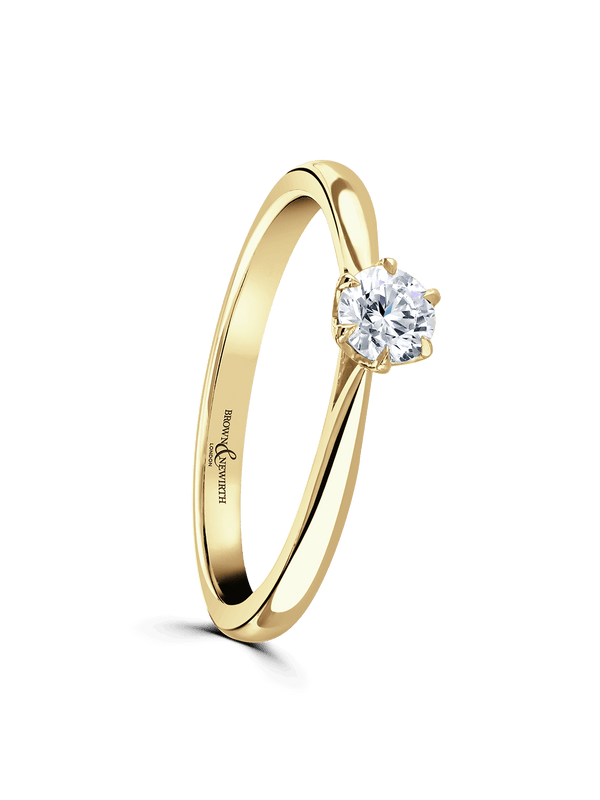 Brown & Newirth Delphine 0.25ct Brilliant Cut Diamond Solitaire Engagement Ring in 9ct Yellow Gold