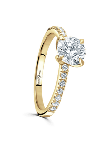 Brown & Newirth Sweet Bay 1.00ct Brilliant Cut Certificated Diamond Solitaire Engagement Ring in 18ct Yellow Gold with Diamond Set Shoulders