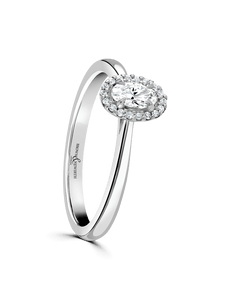 Brown & Newirth Carina 0.50ct Oval Cut Certificated Diamond Halo Engagement Ring in Platinum