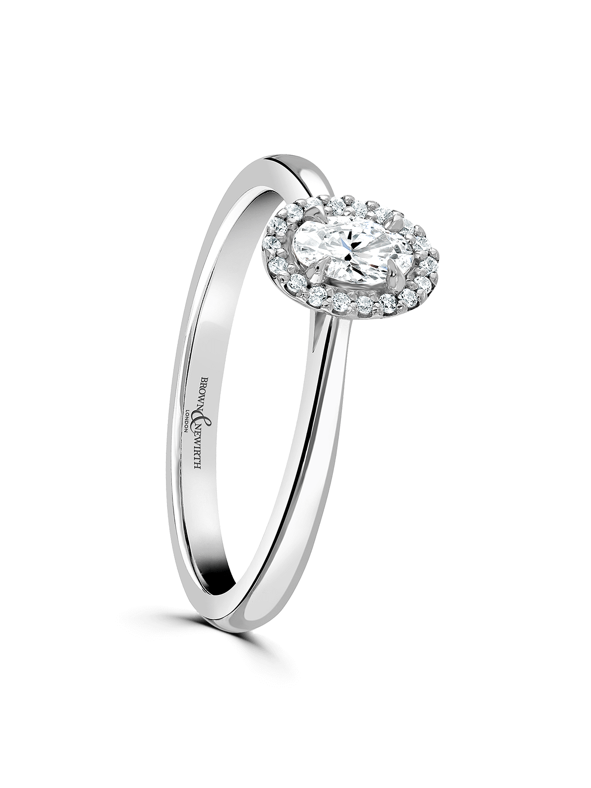 Diamond Halo Engagement Ring 0.25ct Oval Cut in Platinum