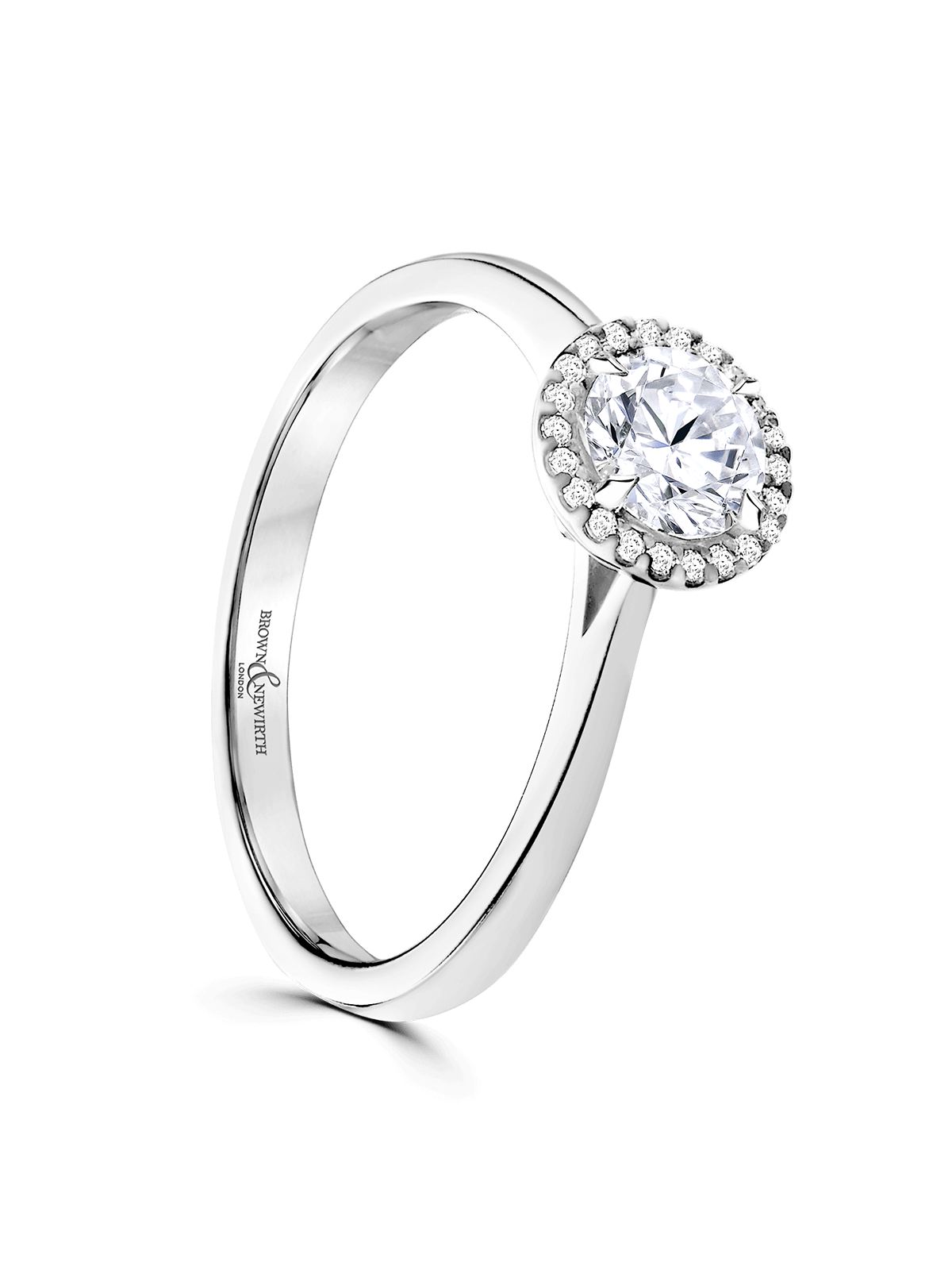 Brown & Newirth Celeste 0.70ct Brilliant Cut Certificated Diamond Halo Engagement Ring in Platinum